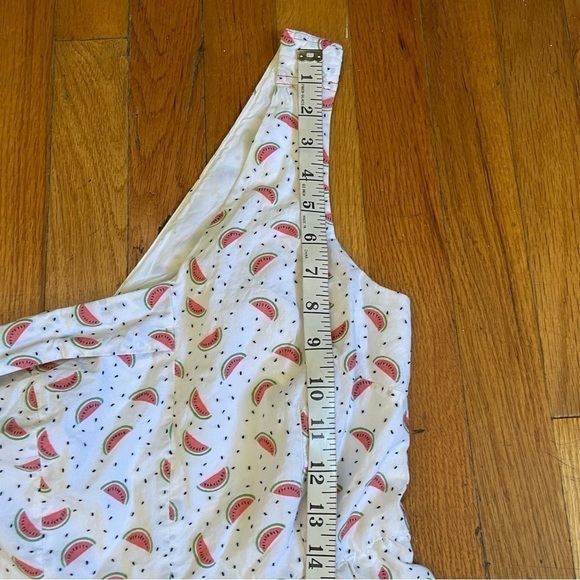 Anthropologie HD In Paris One Shoulder White Watermelon Print Dress Size 6 - Picture 5 of 9